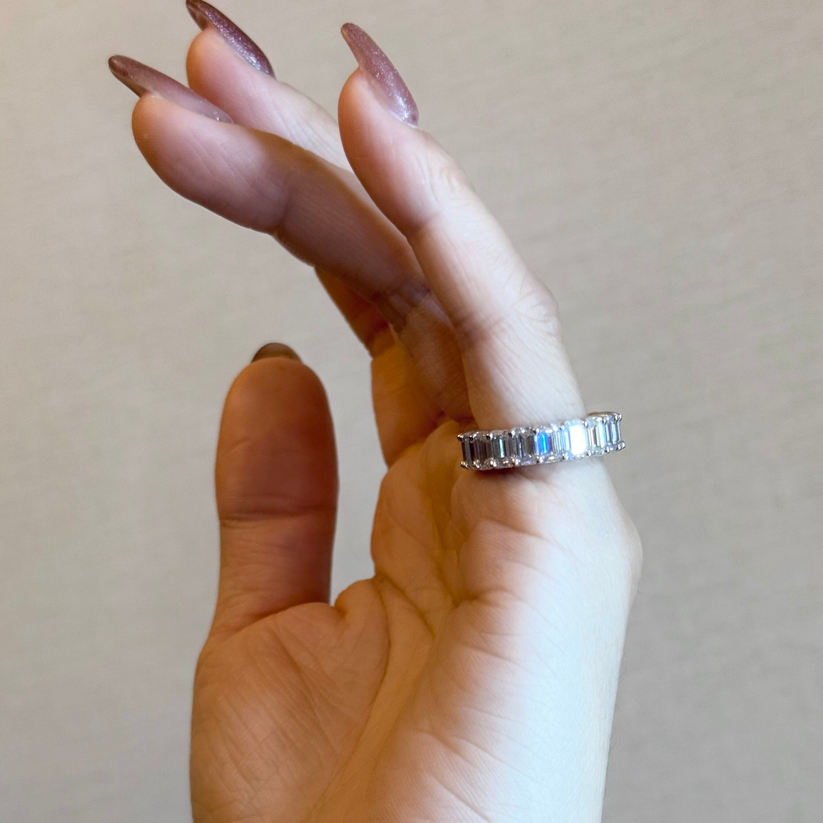 3*5mmエメラルドカット フルエタニティリング Silver925 プラチナ