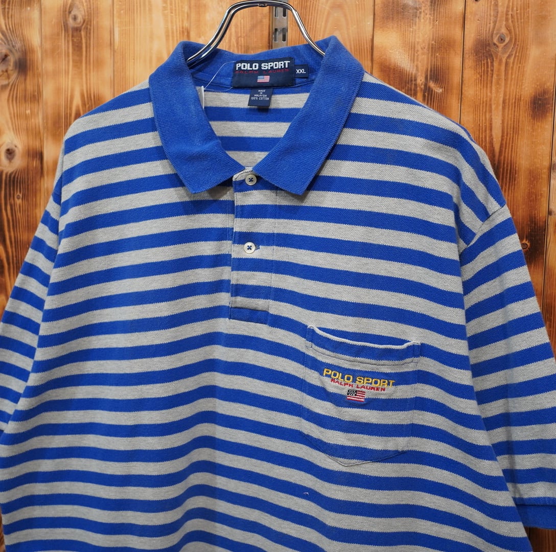 90s polosport ralphlauren ボーダー ポロシャツ XXL/ポロスポーツ
