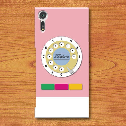 昭和レトロ／おもちゃ電話調／レトロ玩具調／桃色（ピンク）／Androidスマホケース(ハードケース)