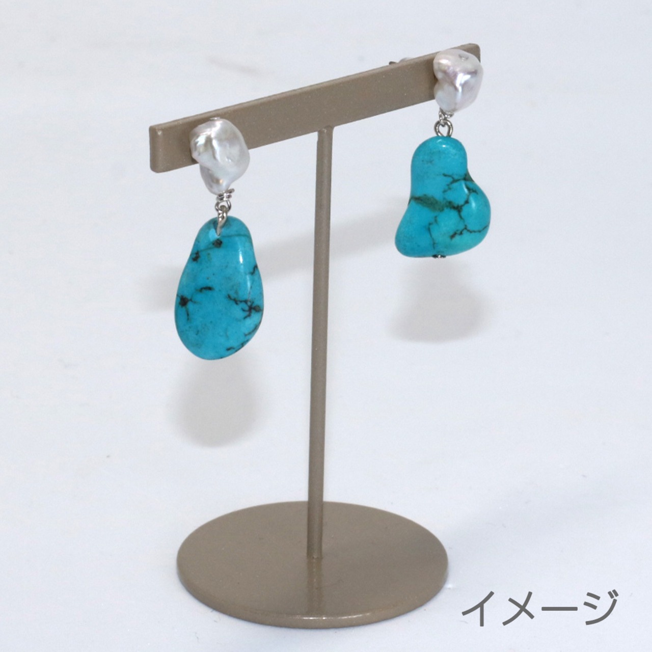 在庫限り！淡水パール ターコイズ ピアス mm1013