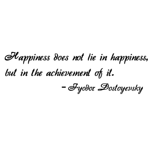 ウォールステッカー 名言 ドフトエフスキー 英字 Happiness does not lie in happiness 黒 光沢