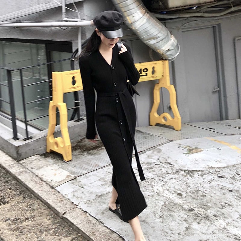 【新作】【送料無料】 2023 秋冬日本と韓国の女性のレトロスリムフィットミッドレングス膝上セーターボトリングスカート 4973 0398012645401