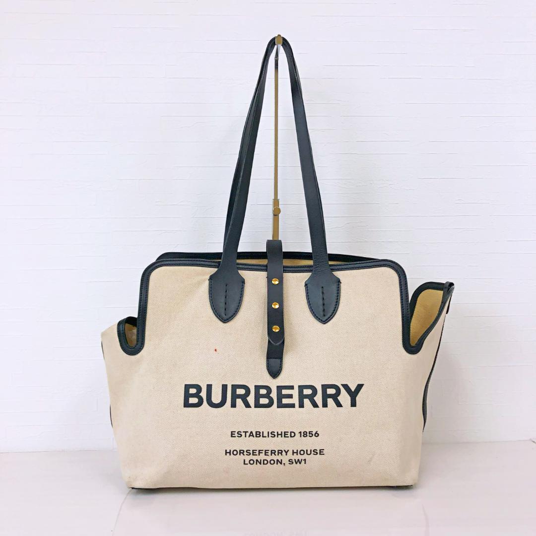 BURBERRY トリムトートバッグ ソフトベルト キャンバス トート BURBERRY トリムトートバッグ ソフトベルト キャンバス トート