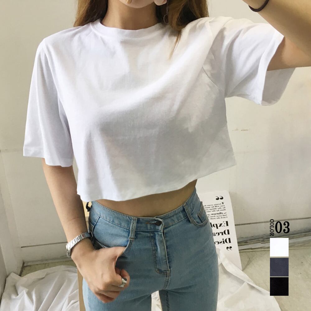 へそ出し トップス 韓国 着やせ