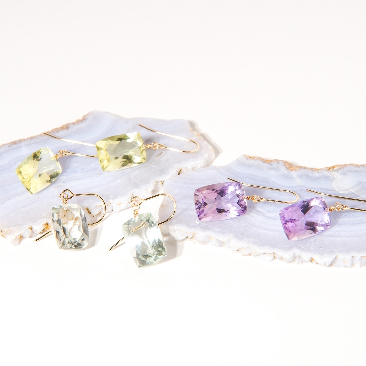 【ピンクアメシスト】コンケープ 14kgfピアス・イヤリング