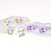 【ピンクアメシスト】コンケープ 14kgfピアス・イヤリング