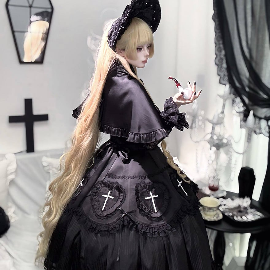 ゴスロリ ダークウィドウ 魔女 ケープ 病み可愛い ダークゴシック