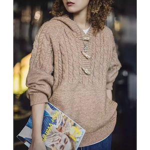 Knit hoodie tops M15062