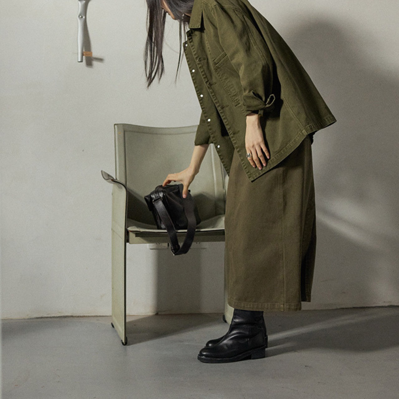 Front Seam Midi Tight Skirt【4color】 T4378