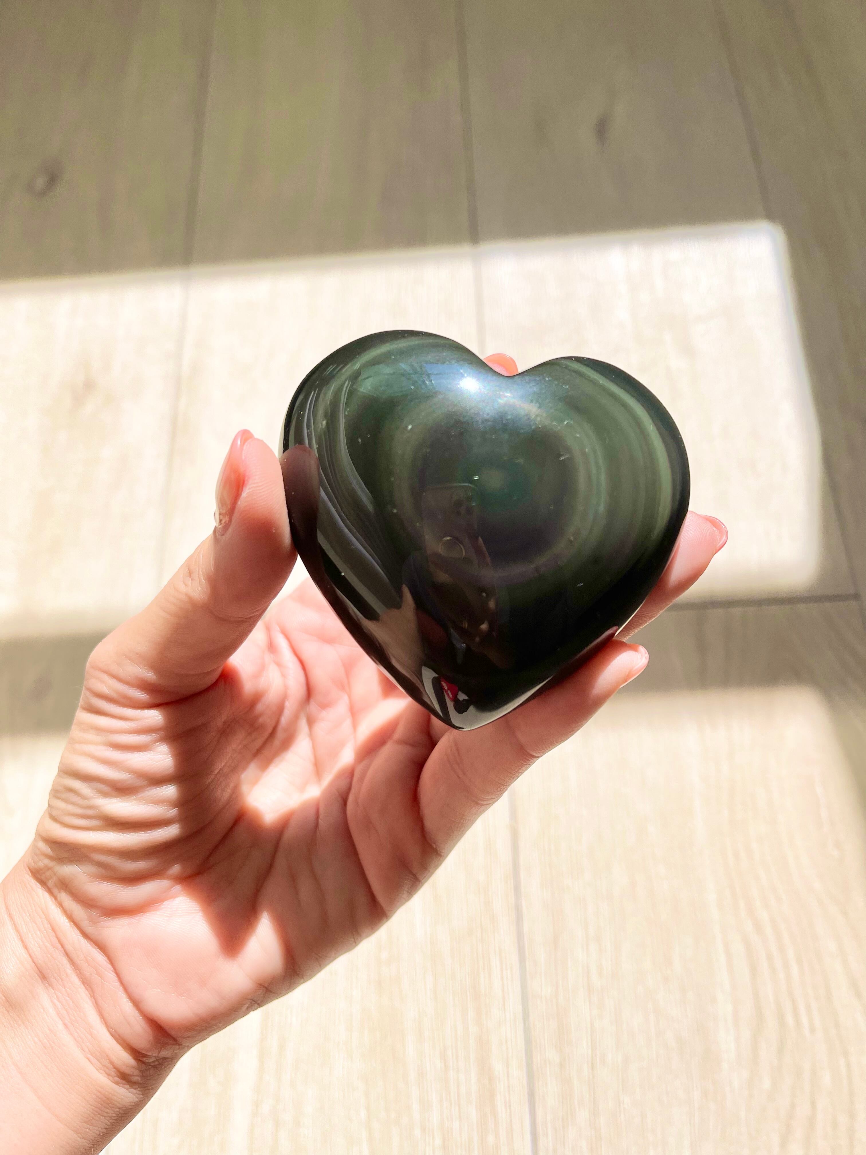 レインボーオブシディアンハート