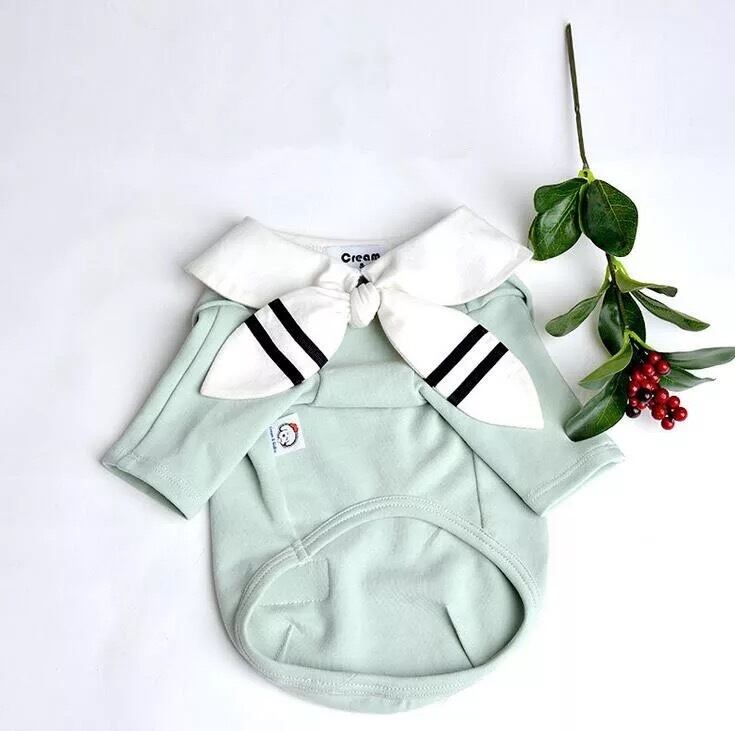 トップス ミントグリーン セーラー リボン 犬服 わんこ服 ペット服