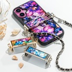 天然貝 螺鈿アート ★ バッククリップ ・ スマホクリップ ｜ スマホを挟むだけでショルダーへ （ トロピカルフラワー ／ ハーベストフラワー ／ ノスタルジックフラワー ）