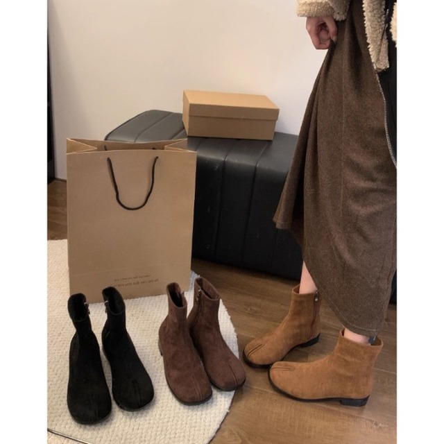 フェイクスプリットトゥショートブーツ　201706