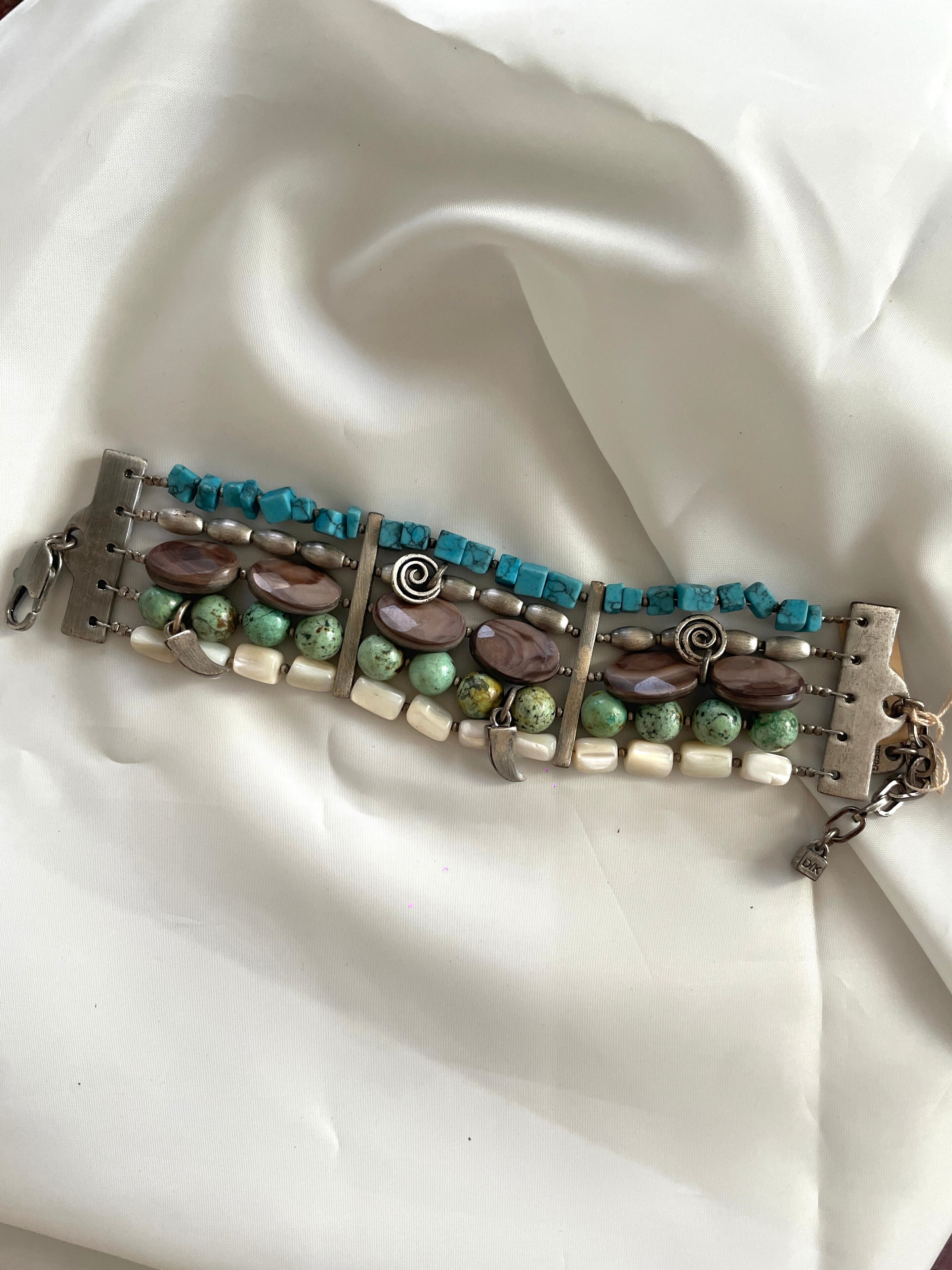 DYRBERG/KERN Multi-Row Stone & Charm Wide Bracelet
