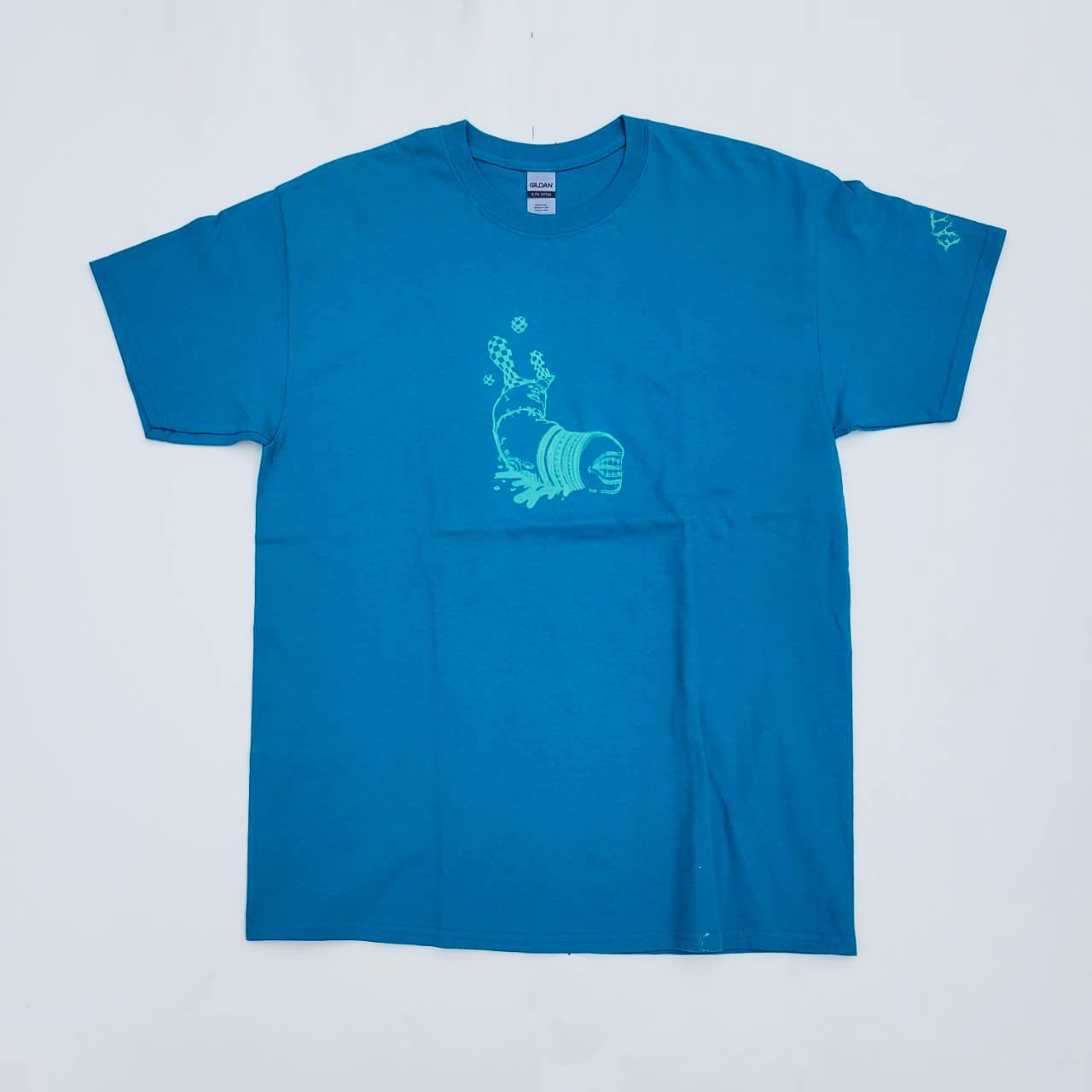 FAT PIGEON RECORDS  ”Actgamett" TEE (GLOW IN THE DARK) SAFIRE BLUE L