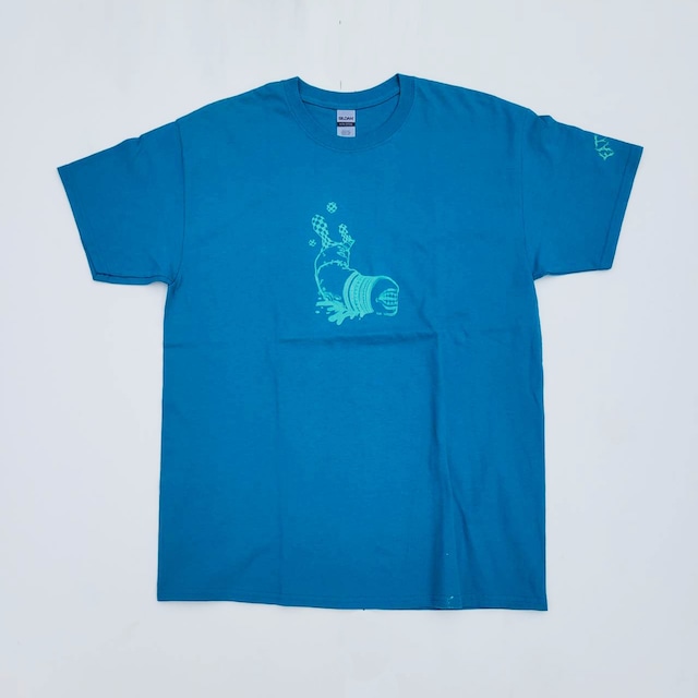 FAT PIGEON RECORDS  ”Actgamett" TEE (GLOW IN THE DARK) SAFIRE BLUE L