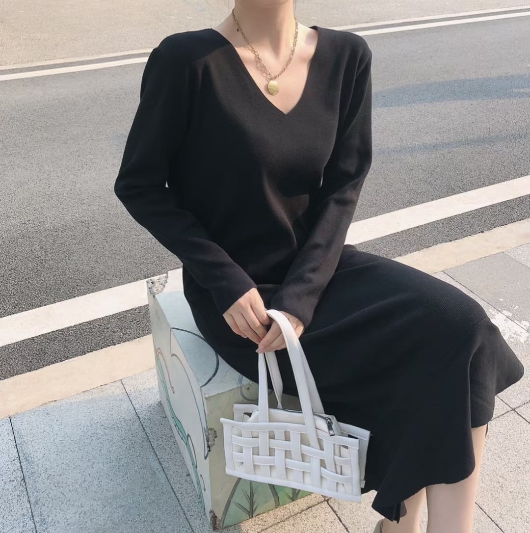 裾ペプラム ニットワンピース AJ1050-006