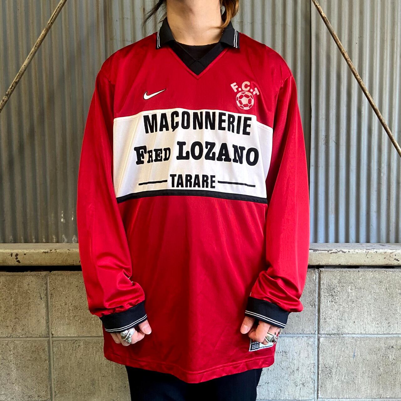 90年代 NIKE ナイキ 長袖 フットボールシャツ メンズXL 古着 サッカーシャツ ロングTシャツ ロンT レッド  赤【ロングＴシャツ】【ALL15】 | cave 古着屋【公式】古着通販サイト