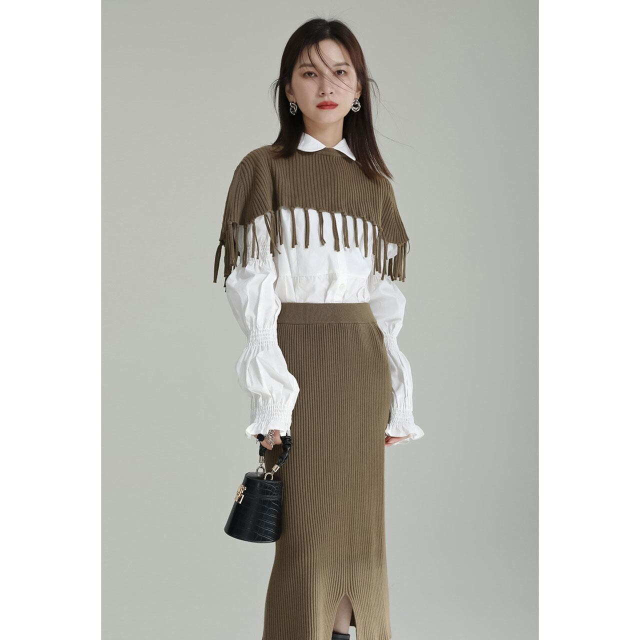 Fringe Knit Cape & Fringe Knit Skirt   roopage 公式ストア