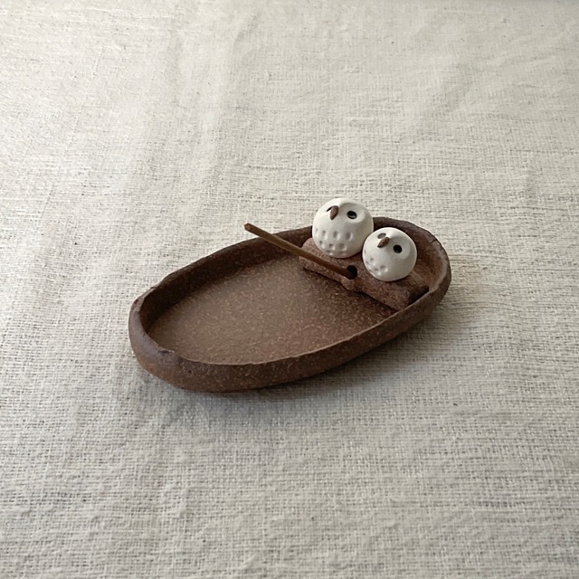 【信楽焼】ふくろう小判 香皿