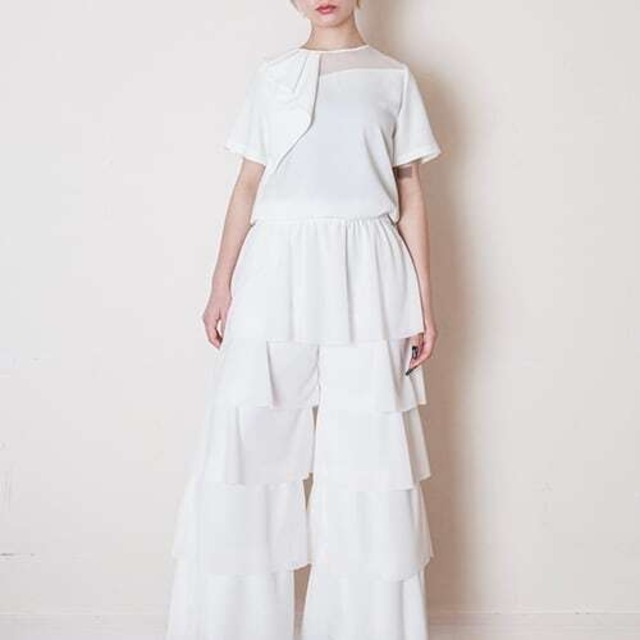 ティアードワイドパンツ（WHITE）