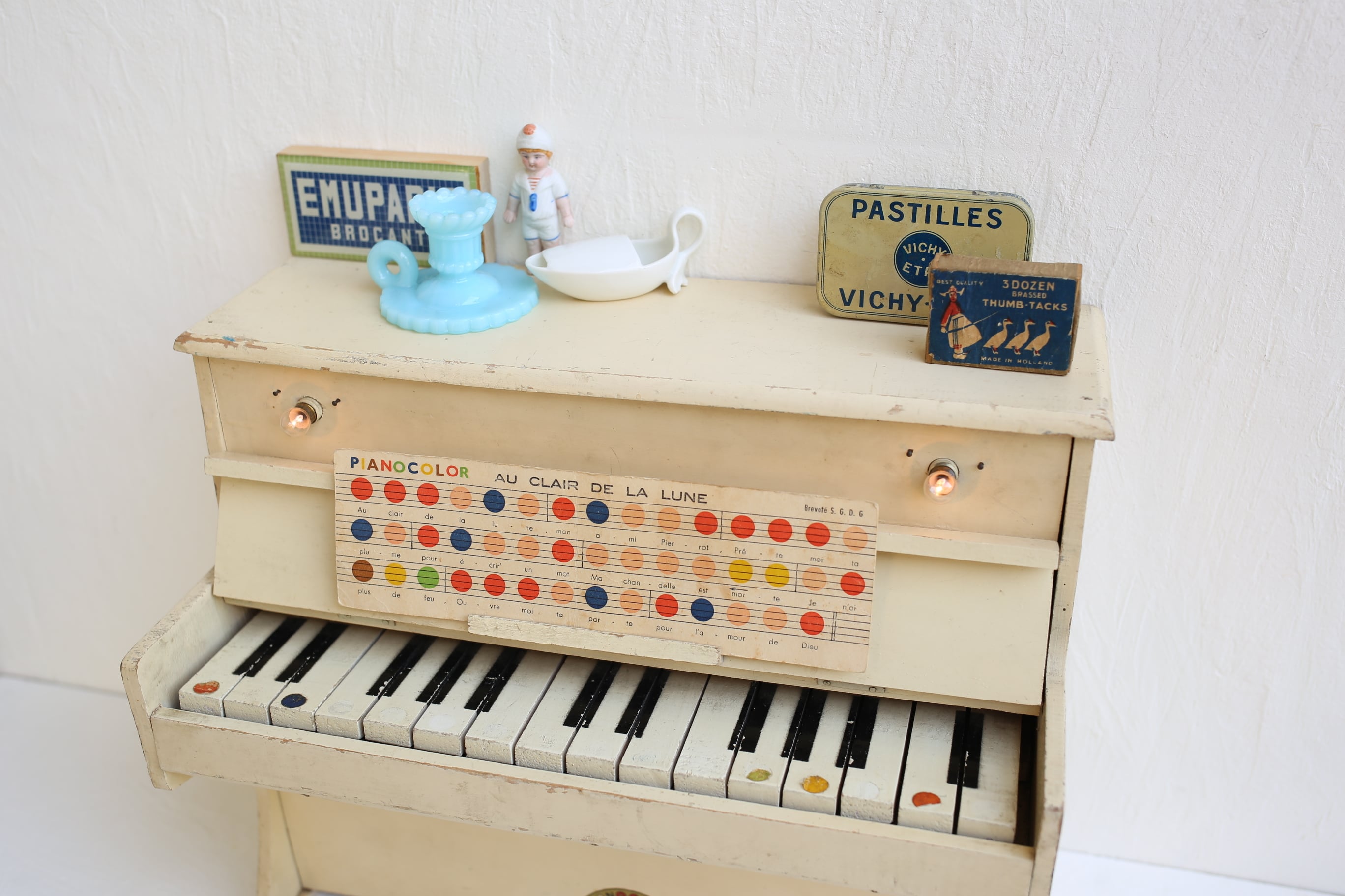 フランス アンティーク ヴィンテージ 木製トイピアノ 『PIANOCOLOR