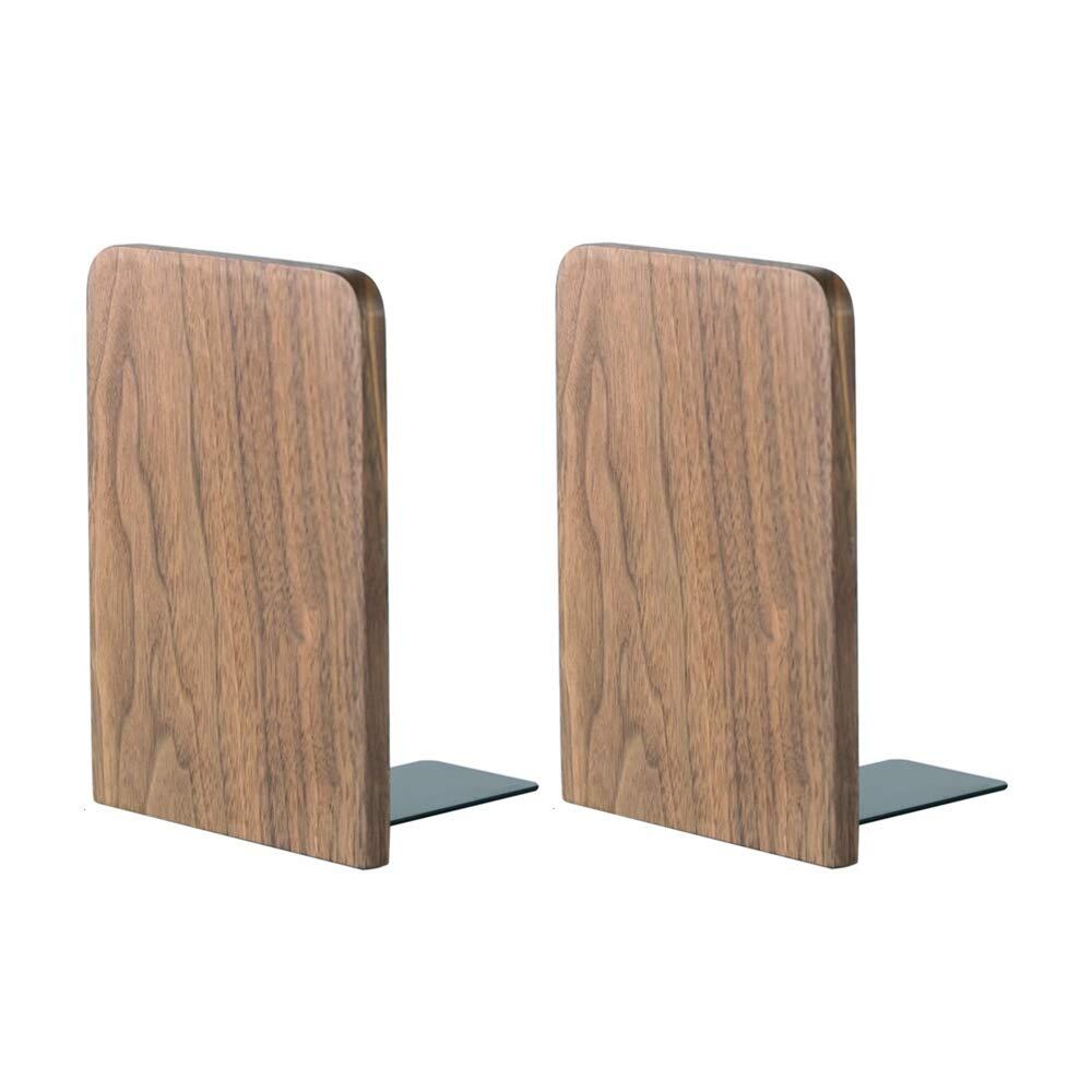 【在庫処分】Muso Wood 木製 ブックエンド8*13cm (1ペアパック) (ウォールナット)