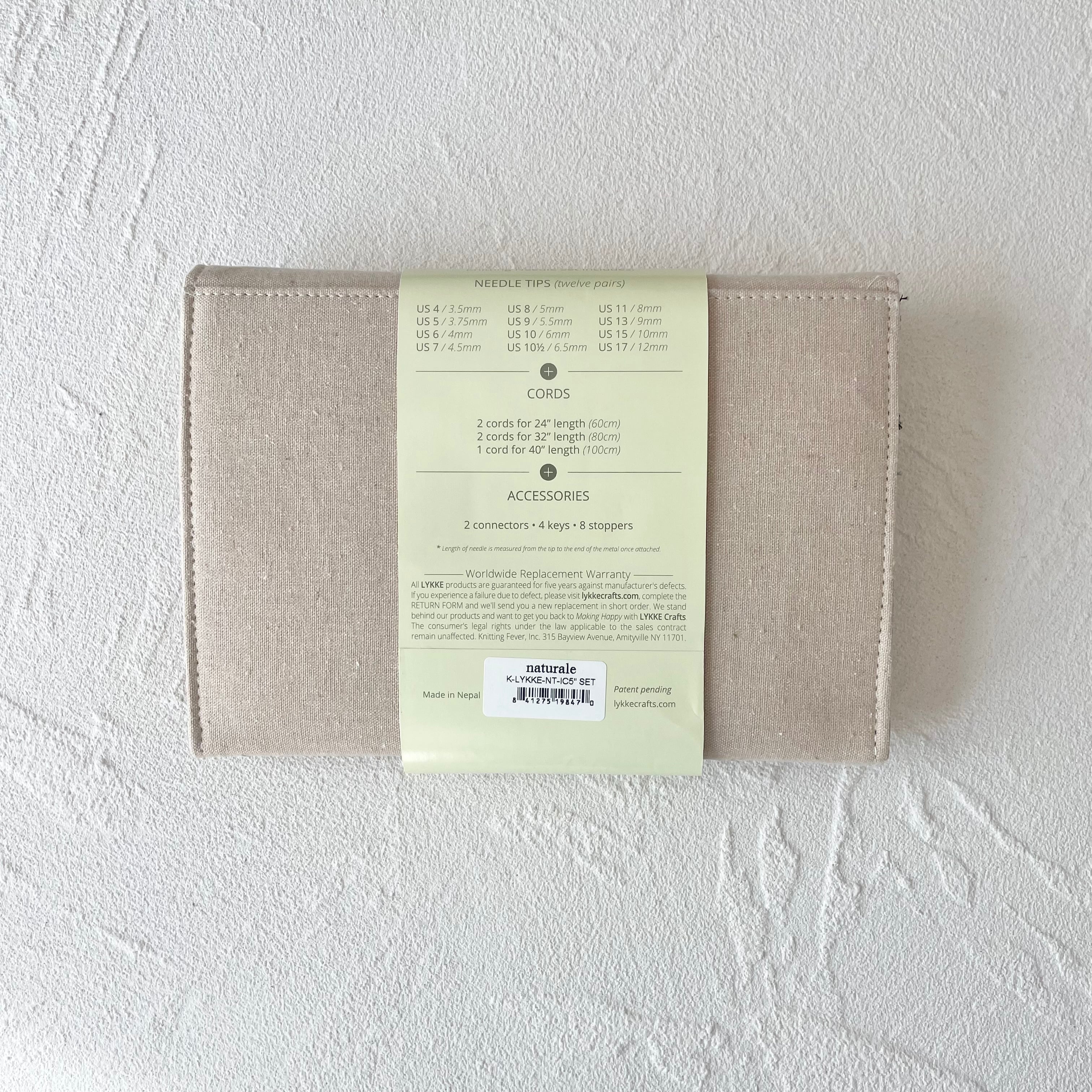 LYKKE 付け替え式輪針セット Naturale 針長5インチ【beige jute canvas