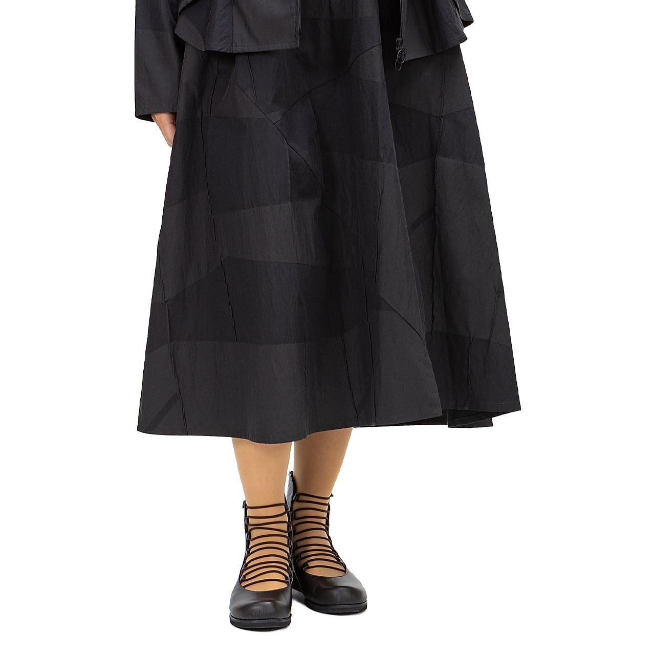 【新作】タックジャガードボーダーフレアースカート【254-5165】
