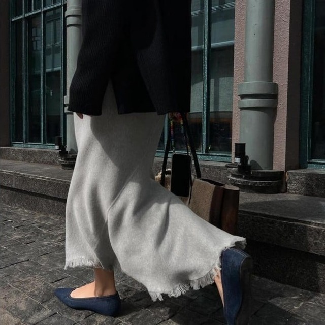 fishtail fringe long skirt　S0179