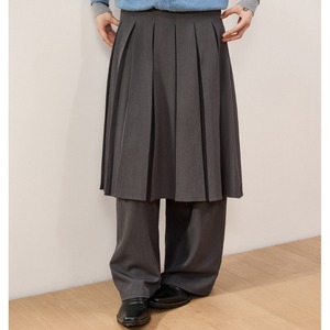 layered pleated wide pants　J00244