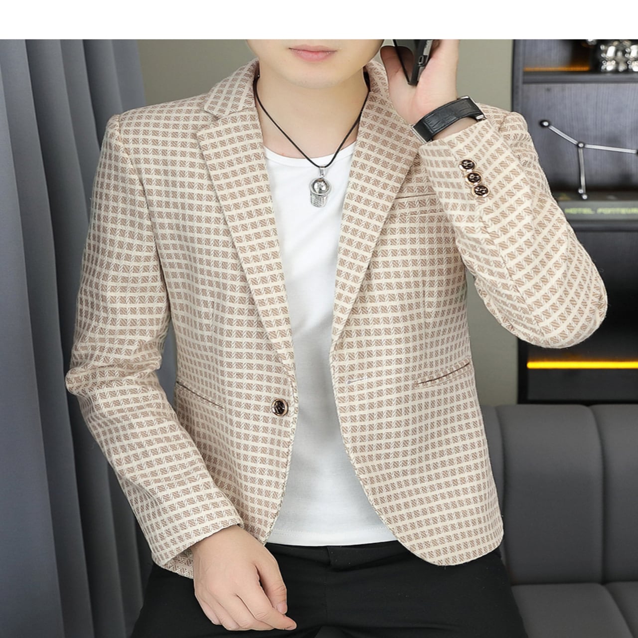 2025 春 秋 チェック柄 カジュアルジャケット チェック柄 スモール