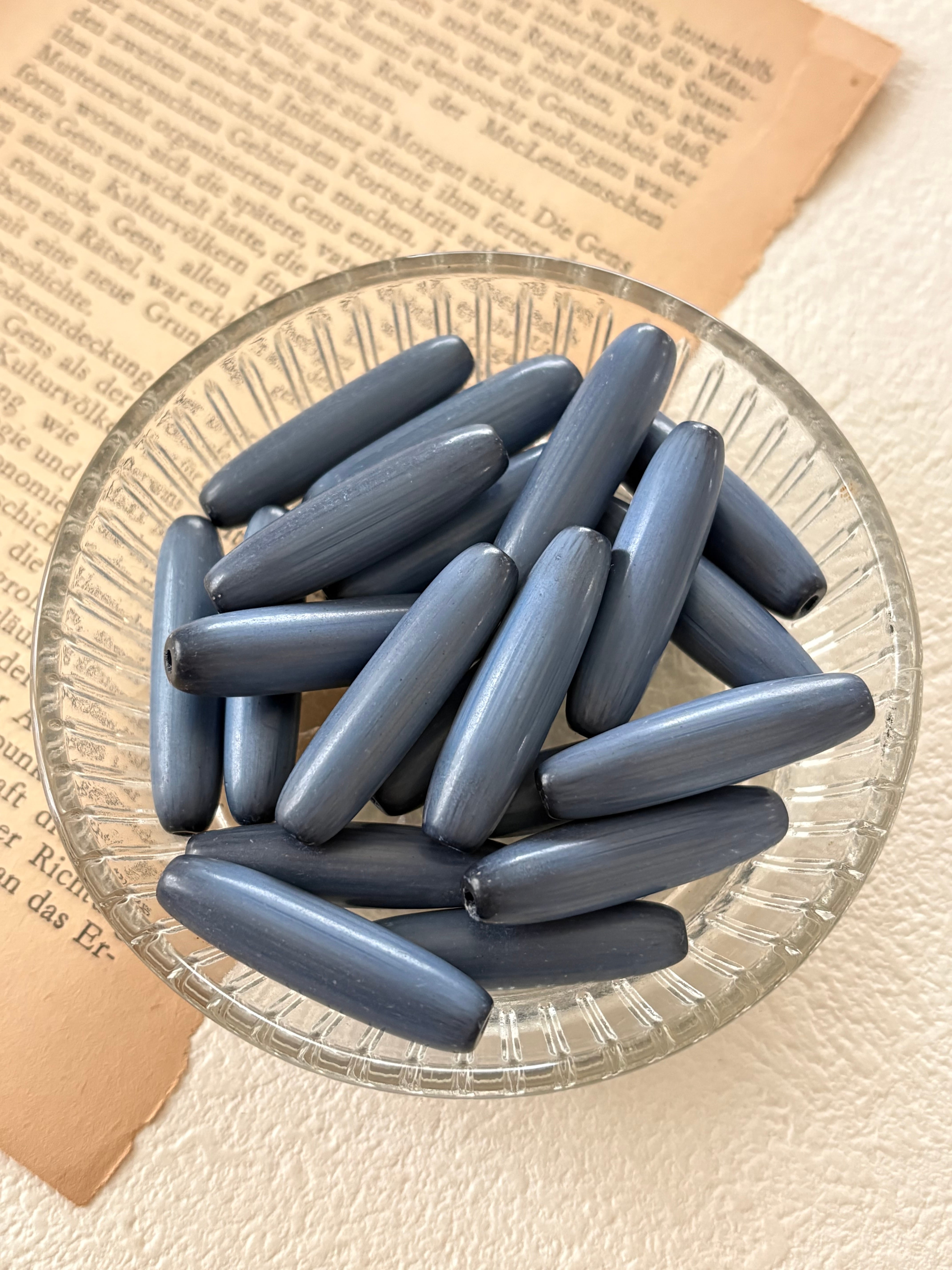 30mm Japanese Vintage ヴィンテージビーズ ガラス製 5個セット ブルーグレー アクセサリーパーツ デコレーションパーツ