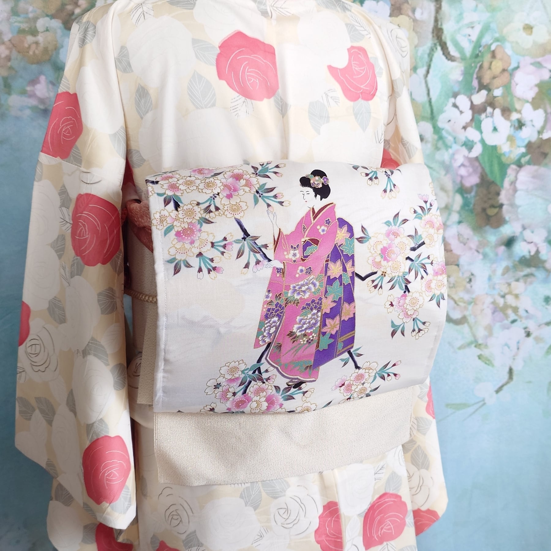 帯　作り帯　お太鼓　銀座きしや　鳥　草花 帯 作り帯 お太鼓 銀座きしや 鳥 草花 レディース