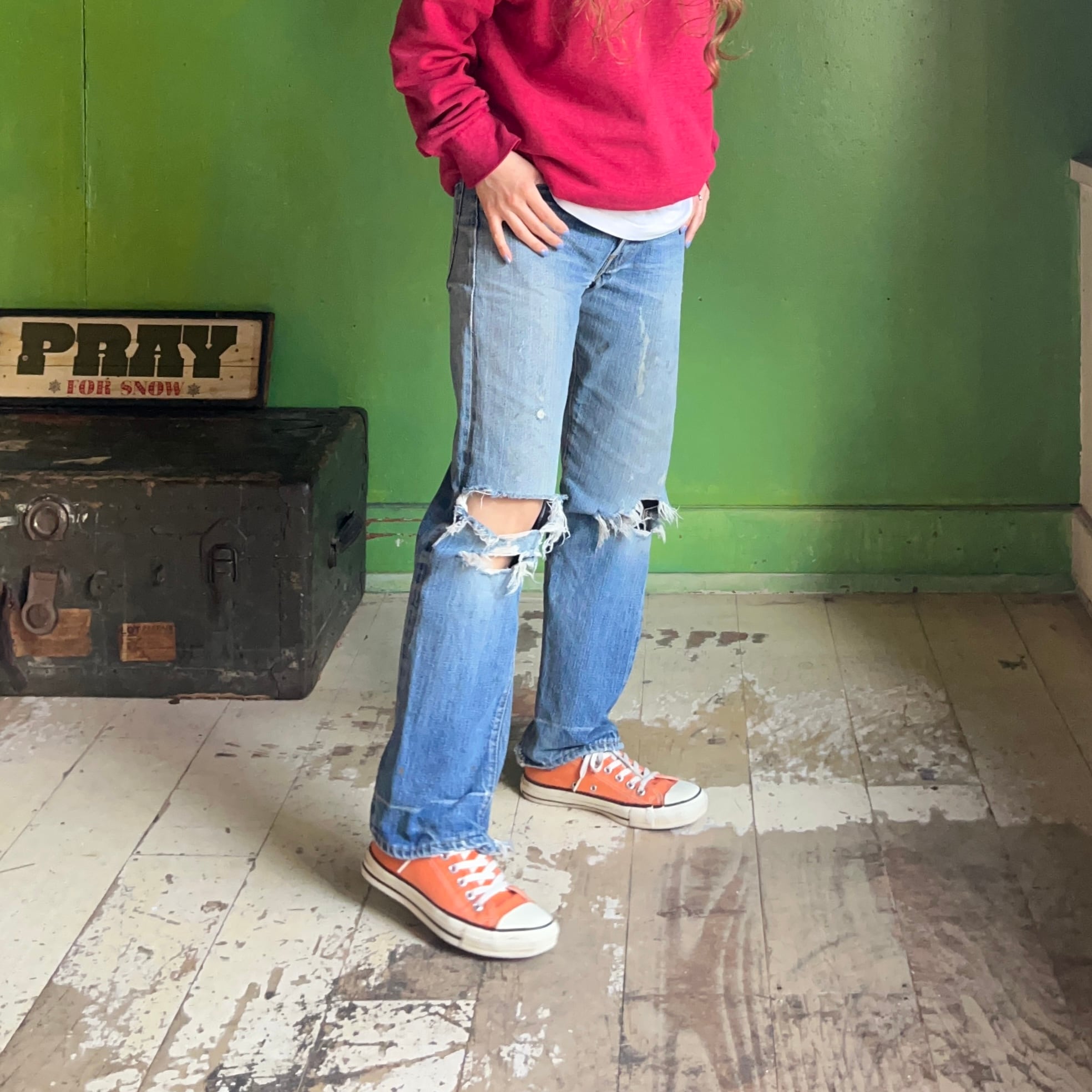 73' Levi's 501 66前期 赤耳 BORO 実寸【W27 L27】 | LITTLE GO