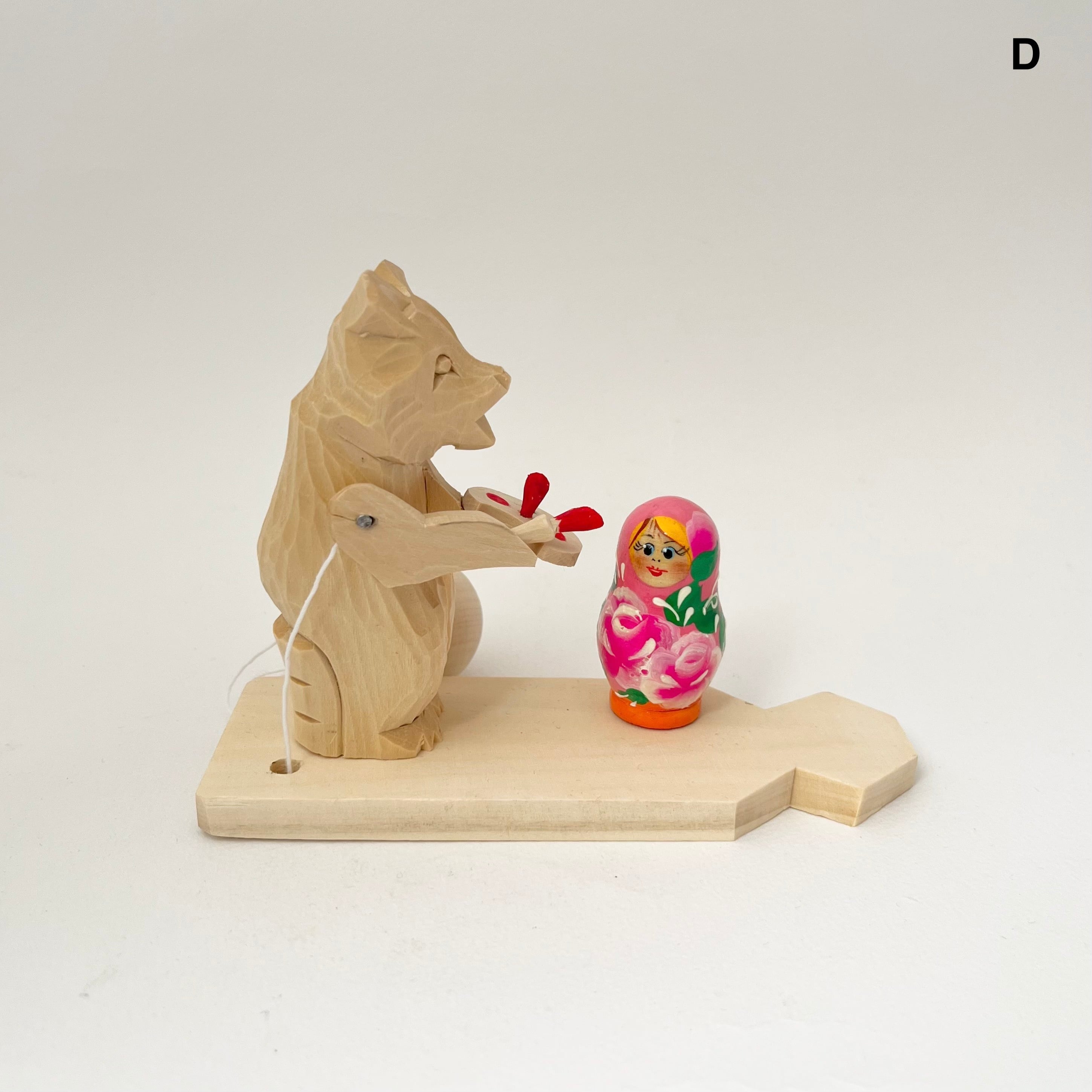 ボゴロツコエ木地玩具「クマのマトリョーシカ職人」桃色