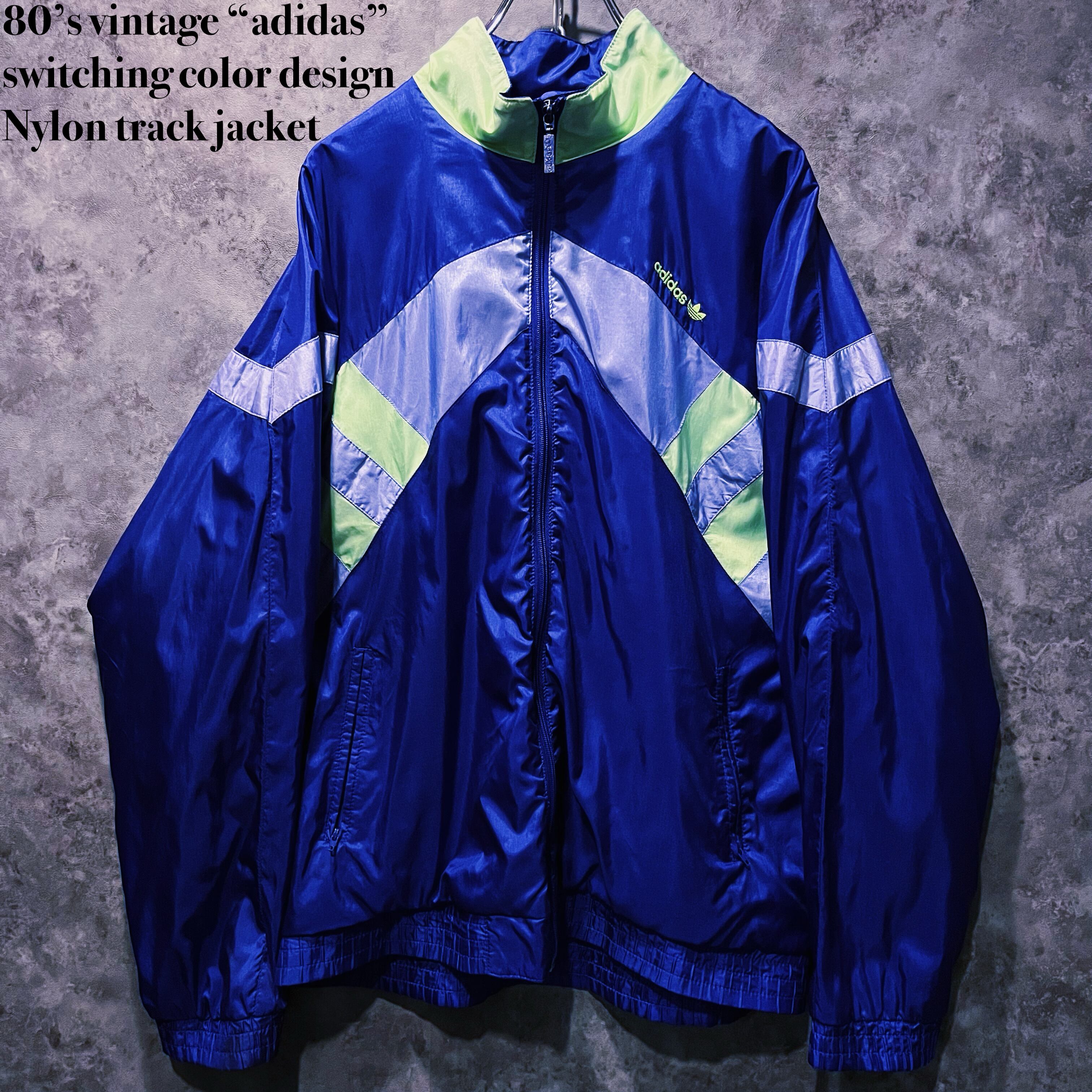 【doppio】80’s vintage “adidas” switching color design Nylon track jacket