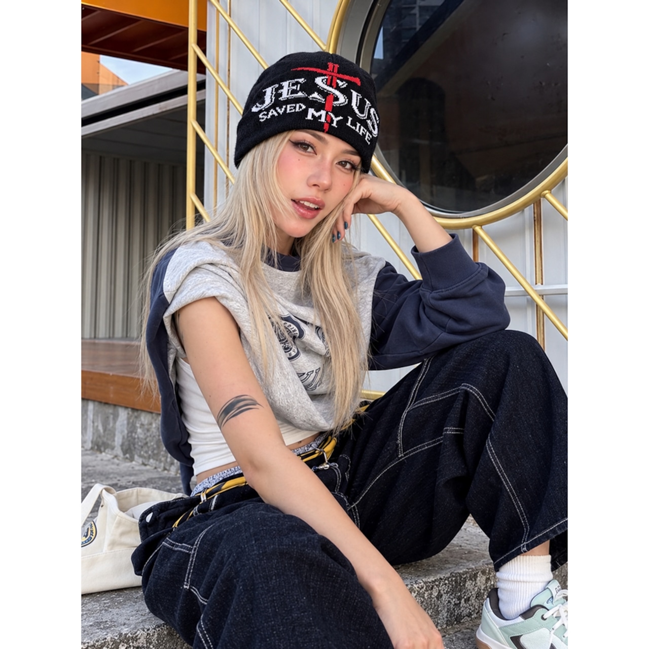 ストリート 3色JESUS グラフィック ビーニー G247