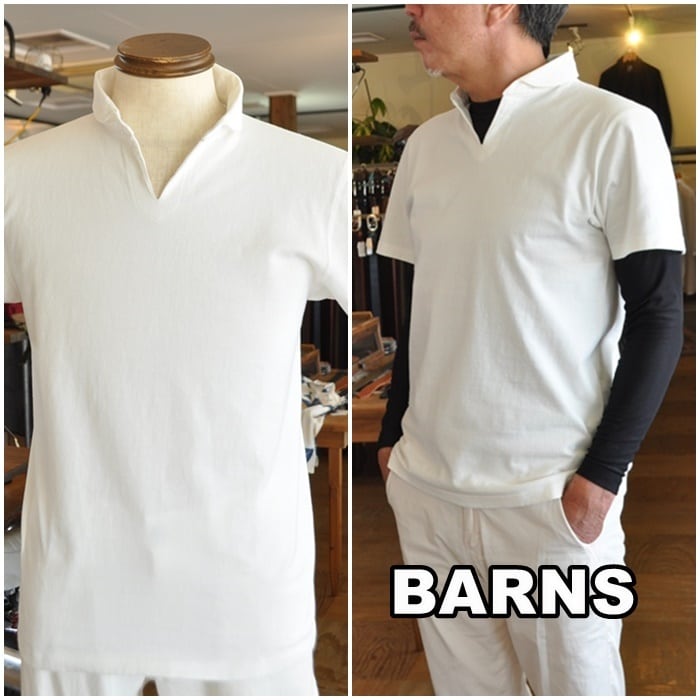 BARNS バーンズ 半袖ポロシャツ BR-7100 スキッパーポロ | ブルー