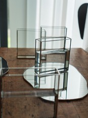 MIRROR PLATE & FLOWER VASSE SET / H10 cm