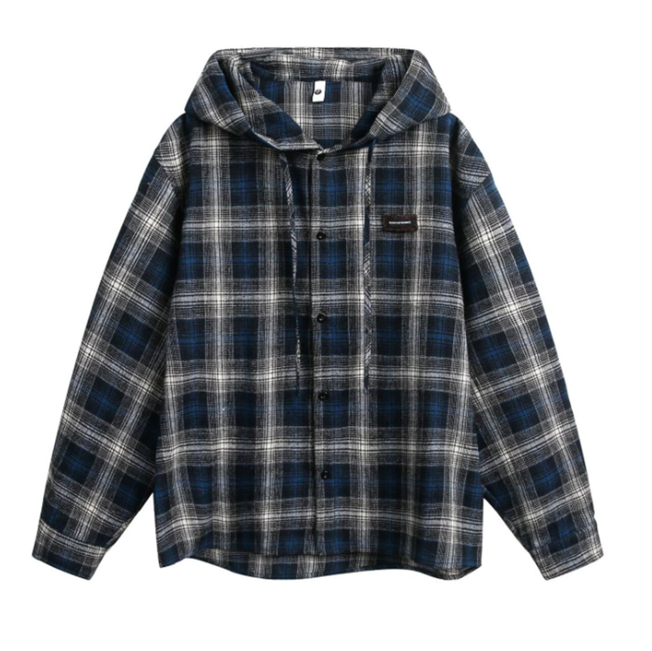 フード付きチェックシャツ b20302 【S~XLサイズ】