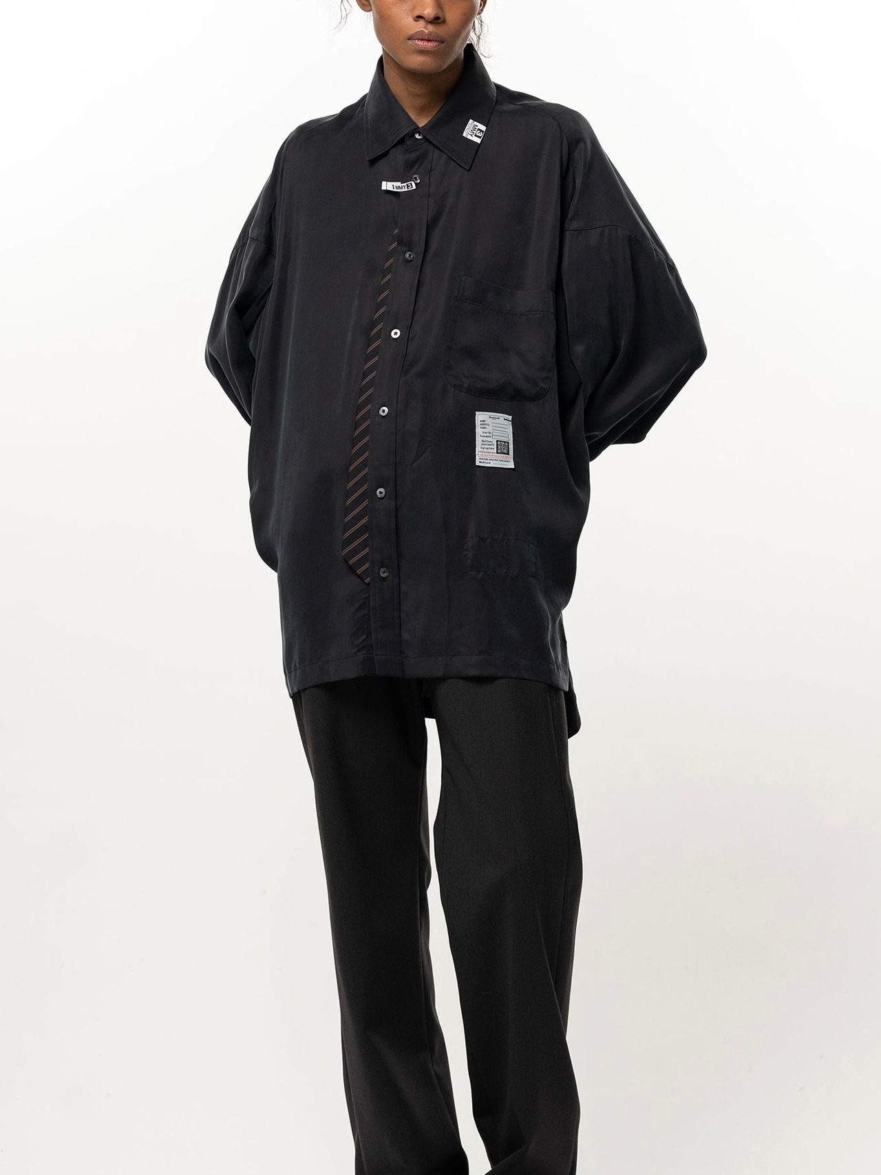 【26AW】Maison MIHARA YASUHIRO ミハラヤスヒロ / シャツ / Attached Tie Long Sleeve Satin Shirt - 9