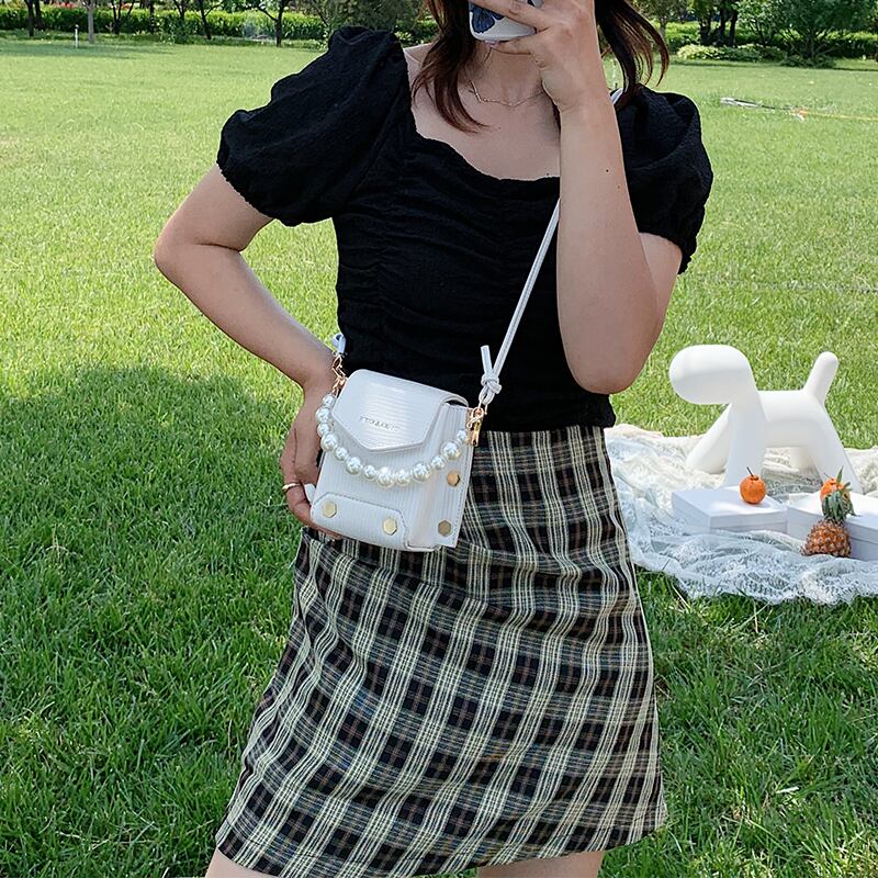 ミニバッグ女性バッグ2020ニューウェーブインワイルドショルダーメッセンジャーバッグファッションパールポータブルバケットバッグ Tiancai_Wing_Bag0703376