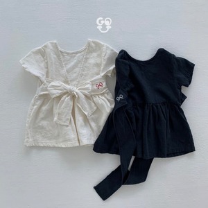 【Go.u】バックリボンカットソー 80〜120cm ホワイト 240518
