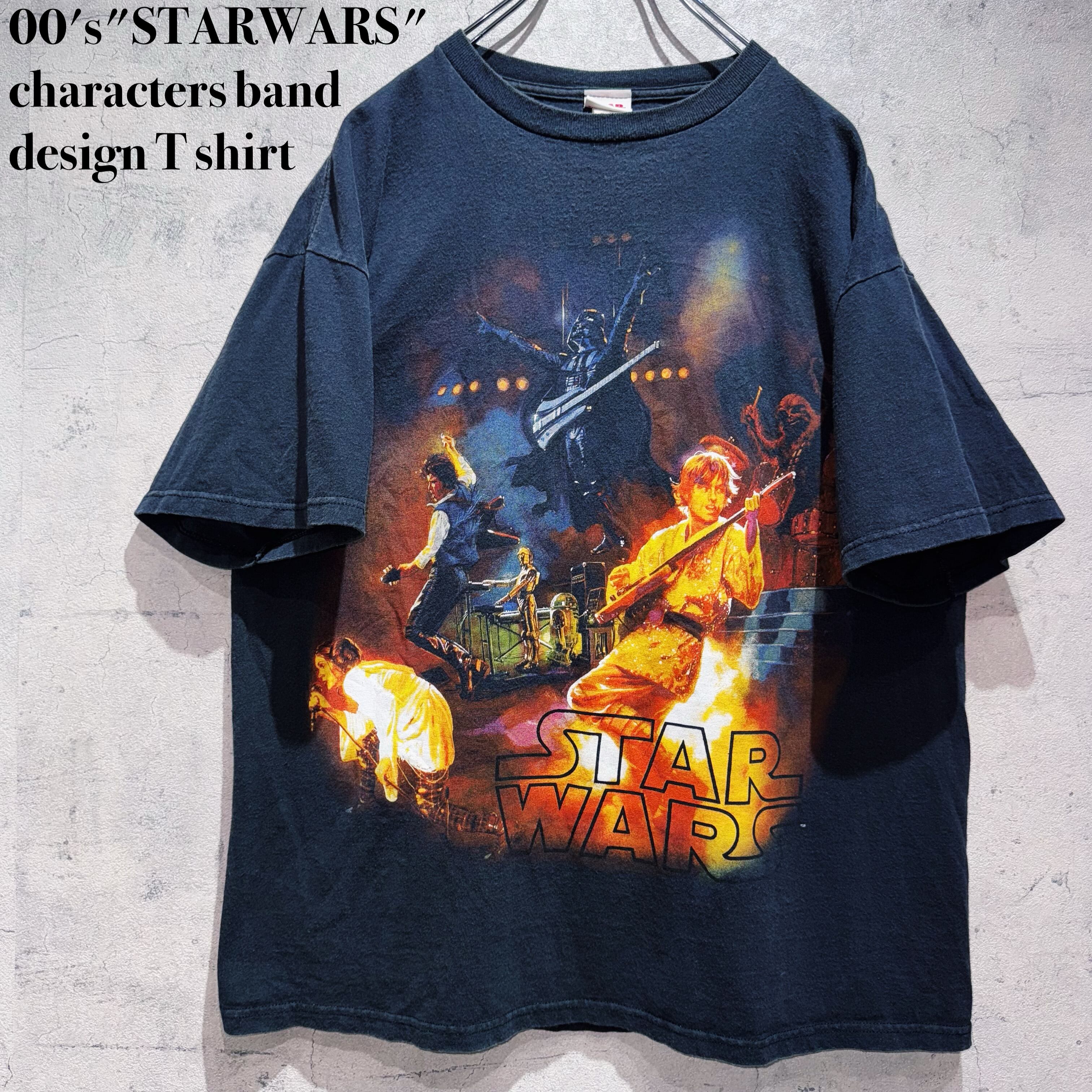 00's"STARWARS"characters band design T shirt