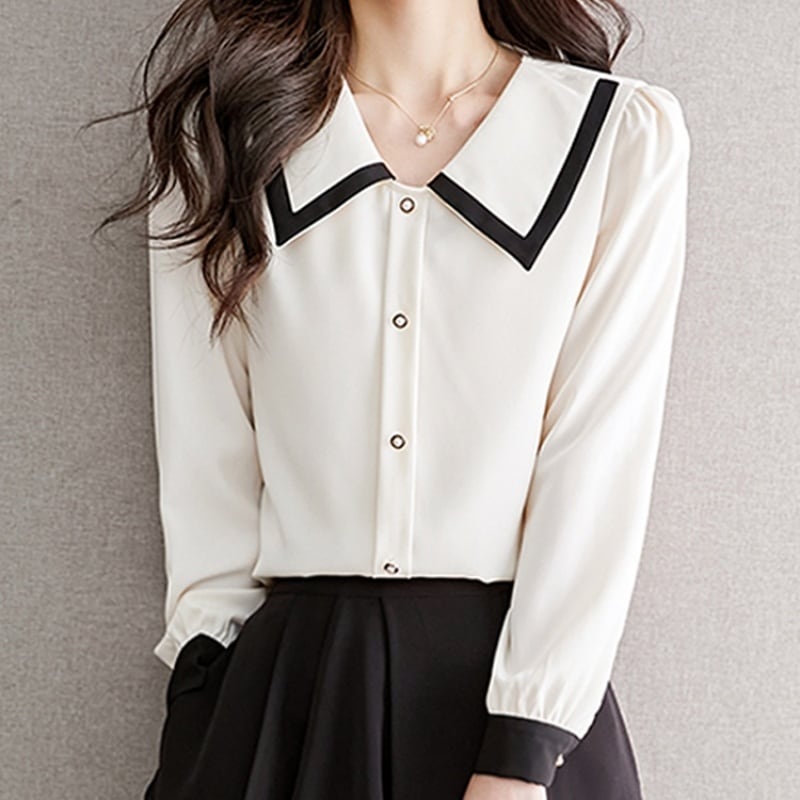 パイピングデザインビッグカラーシャツ Me0996