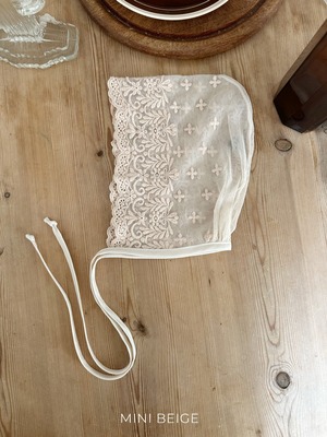 【即納】 minibeige/lace bonnet