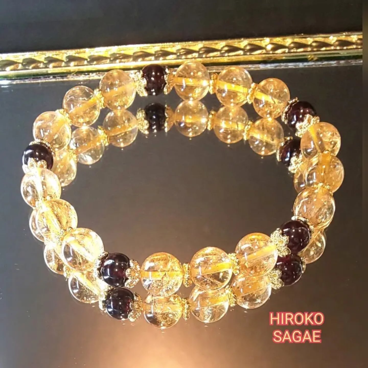 シトリン ガーネット エタニティブレス 花冠 18金 14金 k18 k14