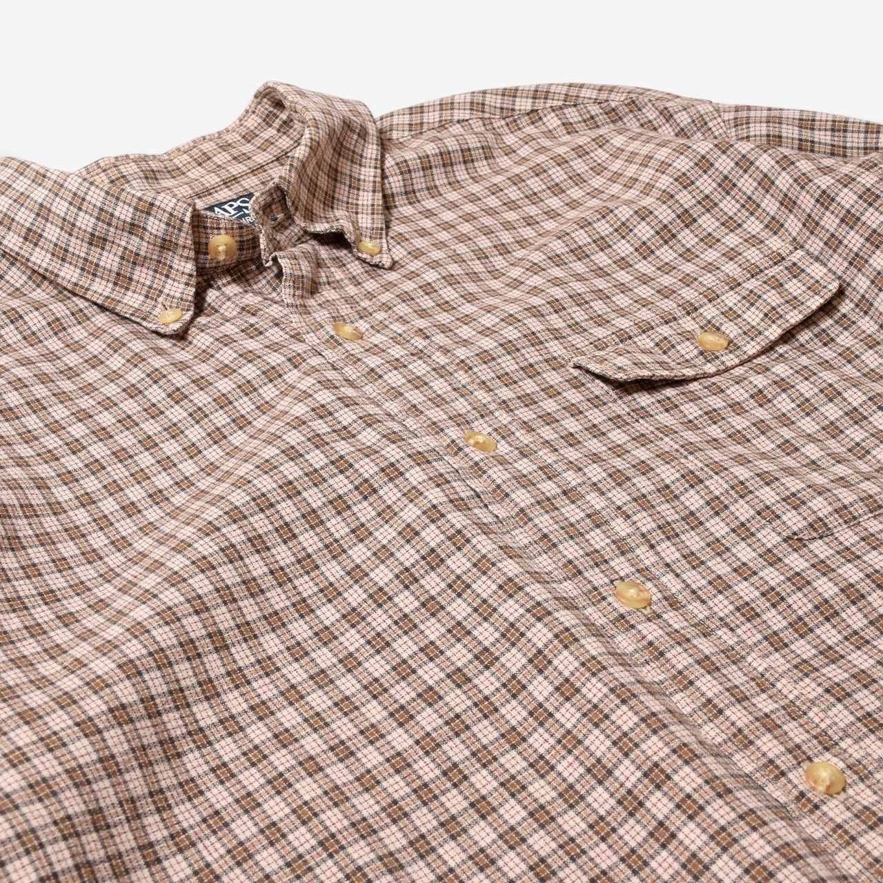 90s CHAPS Ralph Lauren リネンコットン チェック ボタンダウンシャツ