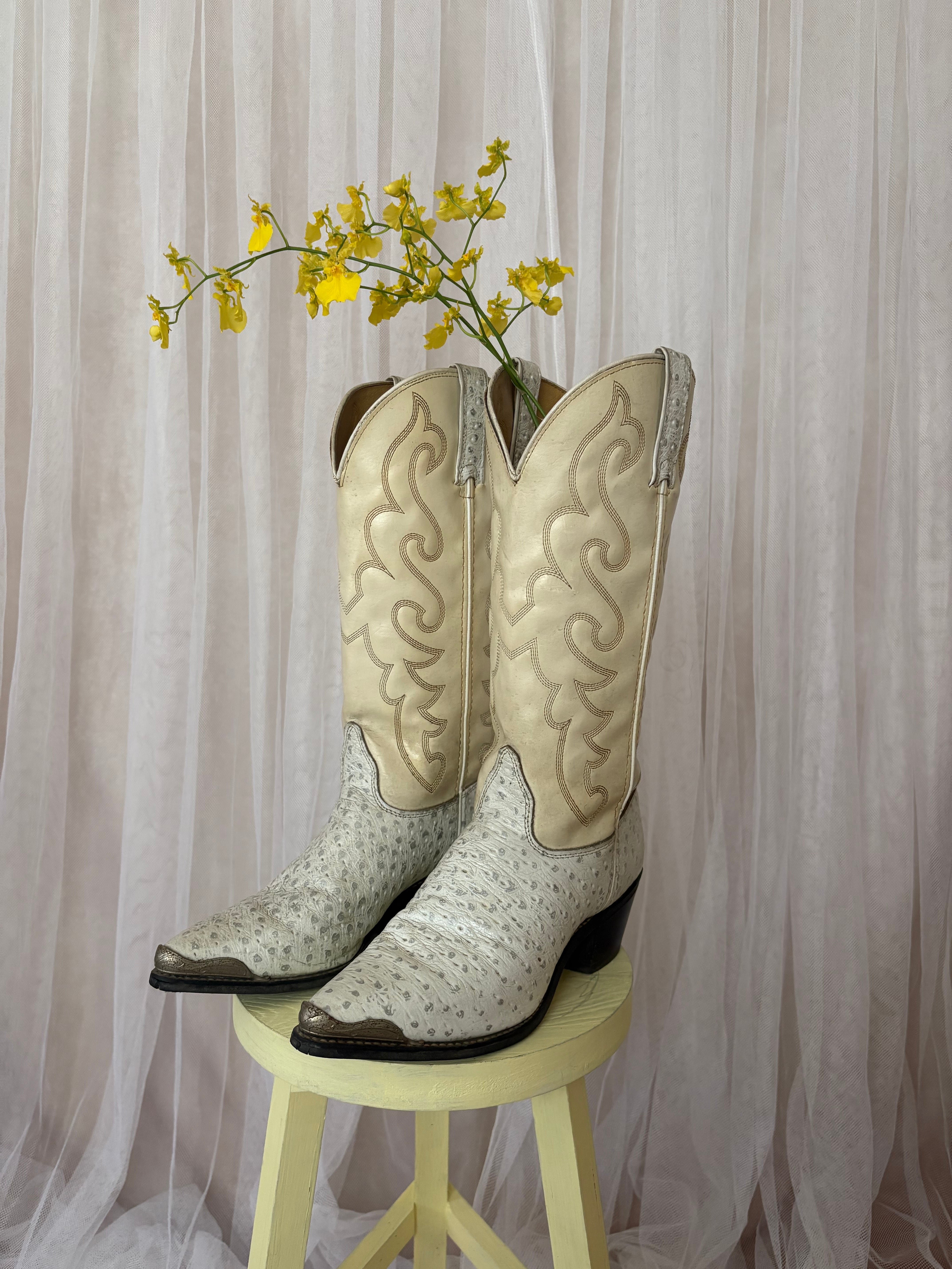 White leather Western boots | YARROW